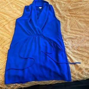 Blue Wilfred dress with tie waist and pockets
